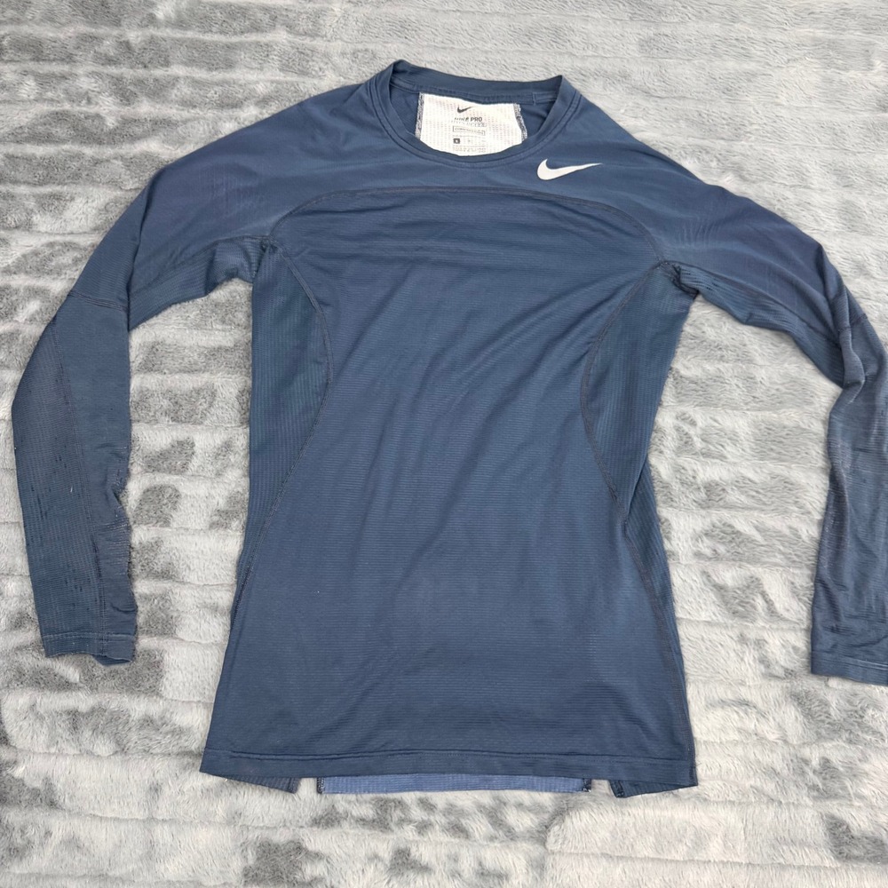 Nike Pro Hypercool Compression Long Sleeve Shirt Navy Blue 869470-419 Mens S